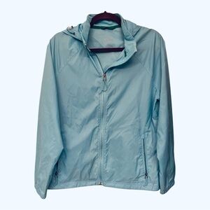 L.L. Bean Blue Windbreaker Rain Jacket‎ Full Zip Hooded  Size M